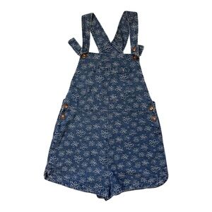 FRNCH Paris Floral Denim Overalls Womens Large Cotton Blend Trendy Overalls
